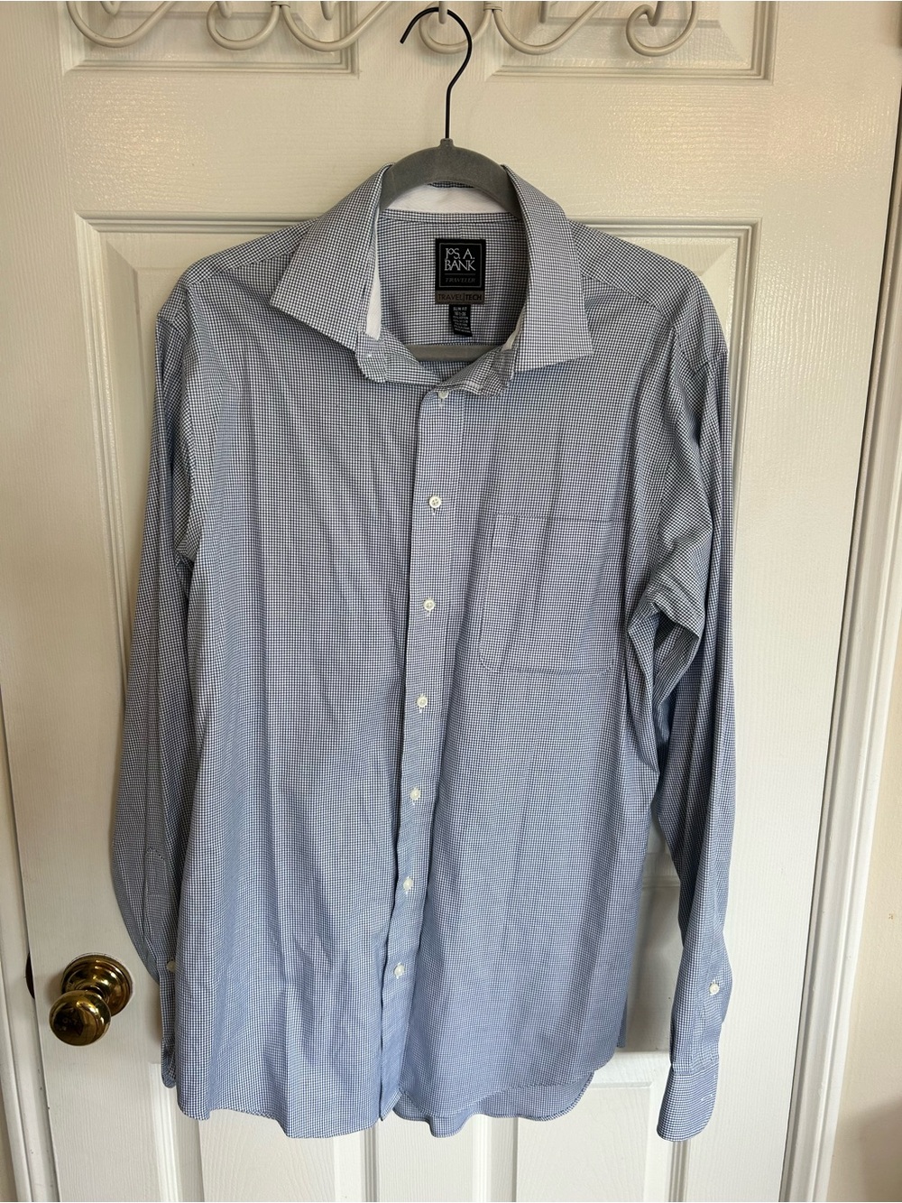 Jos. A. Bank Light Blue Micro-Check Dress Shirt